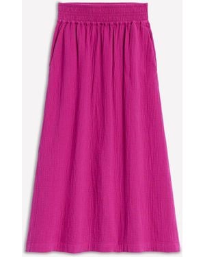 Boden Doublecloth Smocked 100% Cotton Midi Skirt - Pink