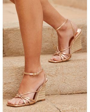 Sosandar Strappy Wedge Espadrilles - Brown