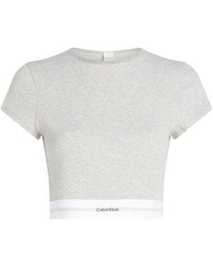 Calvin Klein Light Stretch Rib Crop T-Shirt - White