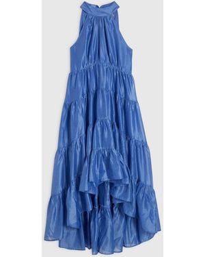River Island Petite Halter Neck Tiered Maxi Dress - Blue