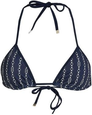 Tommy Hilfiger Print Triangle Bikini Top With Removable Pads - Blue