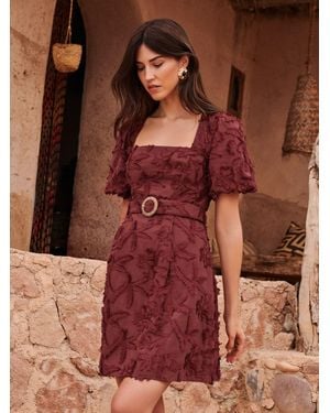 Love & Roses Tufted Palm Mini Dress - Brown