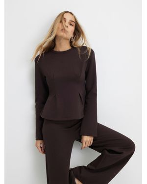 River Island Long Sleeve Corset Detail Top - Brown
