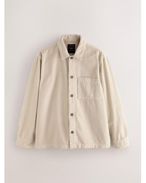 Next Single Pocket Corduroy Shacket Overshirt - Natural