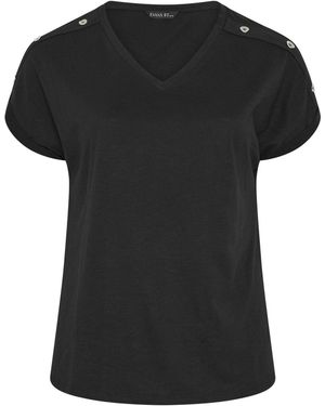 Evans Button Shoulder T-Shirt - Black