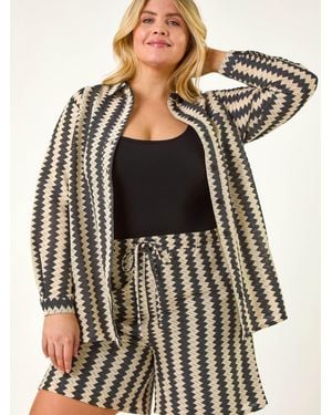 Roman Curve Zig Zag Woven Shirt - Black
