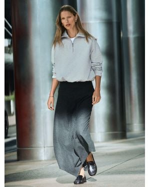 Next Pinstripe Asymmetric Hem Midi Skirt - Gray