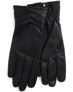 Jones Bootmaker Woven Detail Leather Gloves - Black