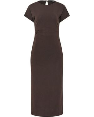 Long Tall Sally Twist Scuba Midi Dress - Brown