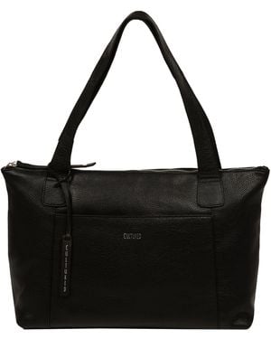 Cultured London 'Marina' Leather Tote Bag - Black