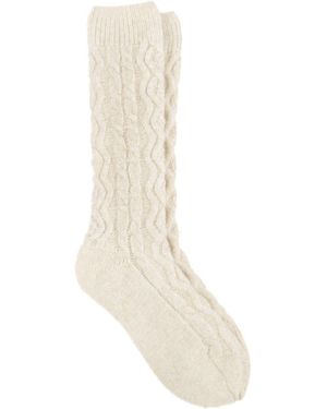 Totes Toasties Ladies Cable Knit Slouch Slipper Socks - White
