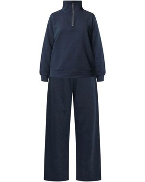 M Com Sweat Top & Wide Leg Sweatpants Set - Blue
