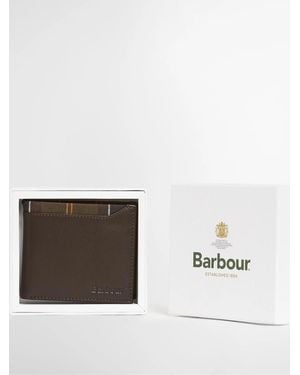 Barbour Brodick Leather/Tartan Billfold Wallet - White
