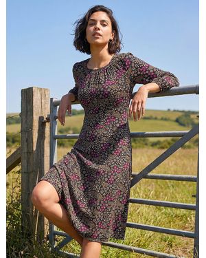 Roman Square Neck Ditsy Dress - Black