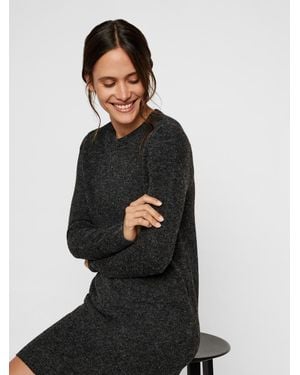 Vero Moda Soft Touch Round Neck Knitted Sweater Dress - Black