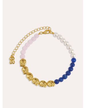 Ottoman Hands Ottoman Hands Waterproof Lapis And Jade Beaded Bracelet - Metallic