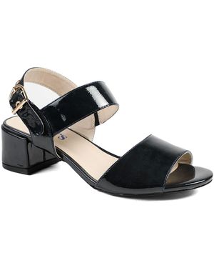 Pavers Wide Fit Smart Block Heel Buckle Fasten Sandals - Black