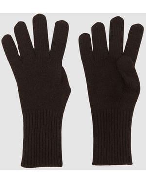 Reiss Florise - Chocolate Wool-blend Tipped Gloves With Cashmere, One - White