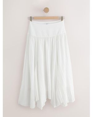 Next Textured Midi Skirt - White