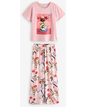 Ted Baker Floral Cotton Viscose T-Shirt & Pajamas Set - Pink