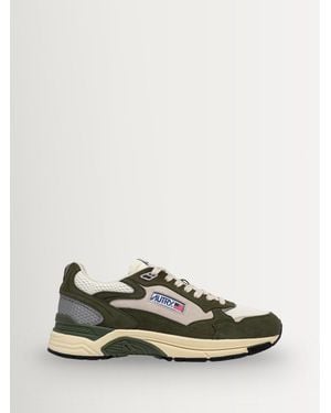 Autry Hyperway Suede & Mesh Paneled Sneakers - Green