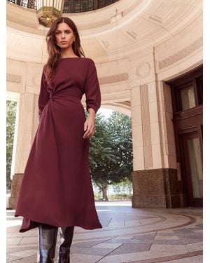 Lipsy Berry Knot Side Batwing 3/4 Sleeve Midi Dress - Purple