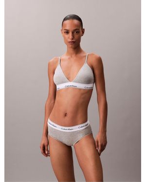 Calvin Klein Calvin Klein Mabel Lightly Lined Triangle Icon Cotton Modal Bralette - Gray