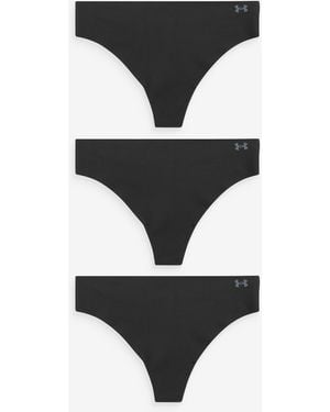 Under Armour No Show Pure Stretch Thongs 3 Pack - Black