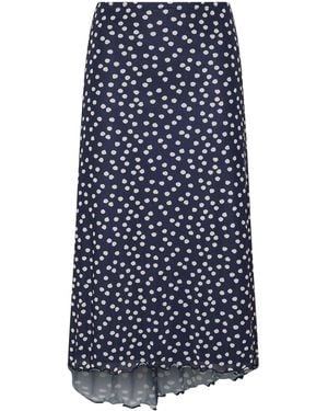 Long Tall Sally Spot Print Mesh Asymmetric Skirt - Blue