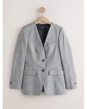 Next Light Tailored Collarless Jacket - Gray