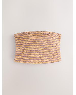 Next Shirred Bandeau Top With Linen - Natural