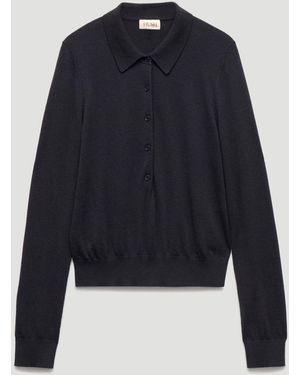 Hush Merino Long Sleeve Polo Shirt - Blue