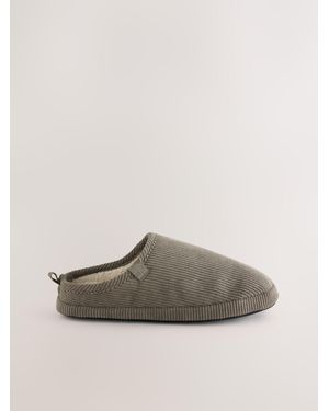 Next Taupe Corduroy Mule Slippers - Gray