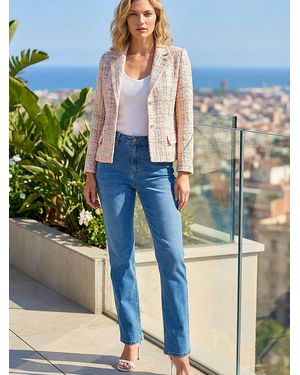 Roman Buttoned Boucle Jacket - Blue