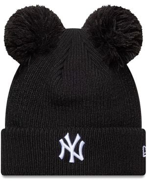KTZ Double Pom Knit Beanie - Black