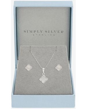 Simply Silver Mother Of Pearl Clover Set - Grey