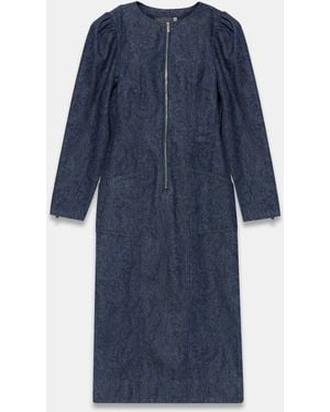 Mint Velvet Paisley Print Denim Midi Dress - Blue