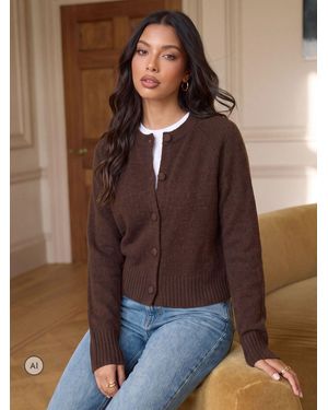 Threadbare Relaxed Fit Knitted Cardigan - Brown