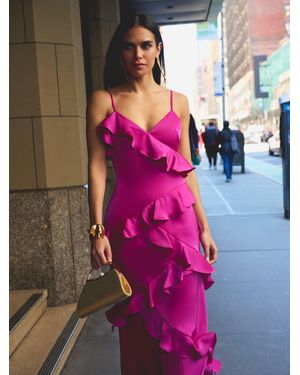 Adrianna Papell Adrianna By Stretch Satin Long Dress - Pink