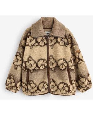 Roxy Feels Like Winter Oversized Sherpa Zip Jacket - Natural