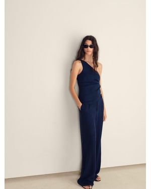 Mango Tailored High Waist Trousers - Blue