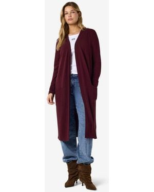 Noisy May Cozy Longline Soft Cardigan - Red