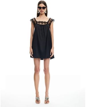 Lioness 11:11 Lace Trim Mini Dress - Black
