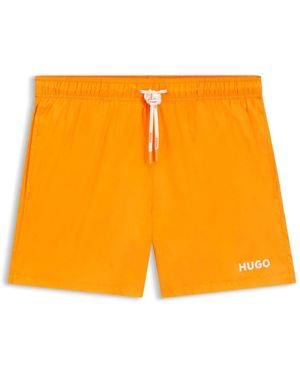 HUGO Contrast Logo Lined Swim Shorts - Orange