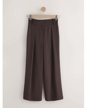 Next Chocolate Elastic Back Wide Leg Pants - Brown