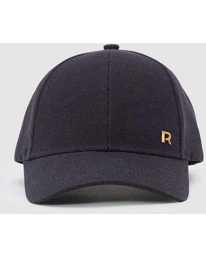 Reiss Leila Woven Baseball Cap With Linen - Blue