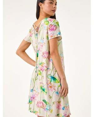 Roman Petite Floral Swing Dress - White
