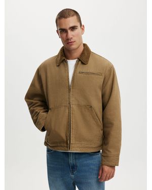 Cotton On Cotton On Cropped Canvas Harrington Jacket - Natural