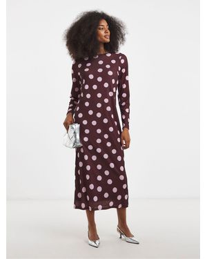 Simply Be Spot Print Mesh Midi Dress - Purple
