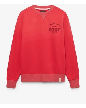 Superdry Block Text Crew Neck Sweatshirt - Red